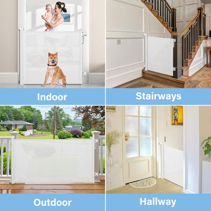 probebi Retractable Baby, Child & Dog Gates for Stairs, Extends to 54" Wide 34" Tall, Use for Outdoor, Indoor, Hallways, Doorways, Deck, Porch, Black