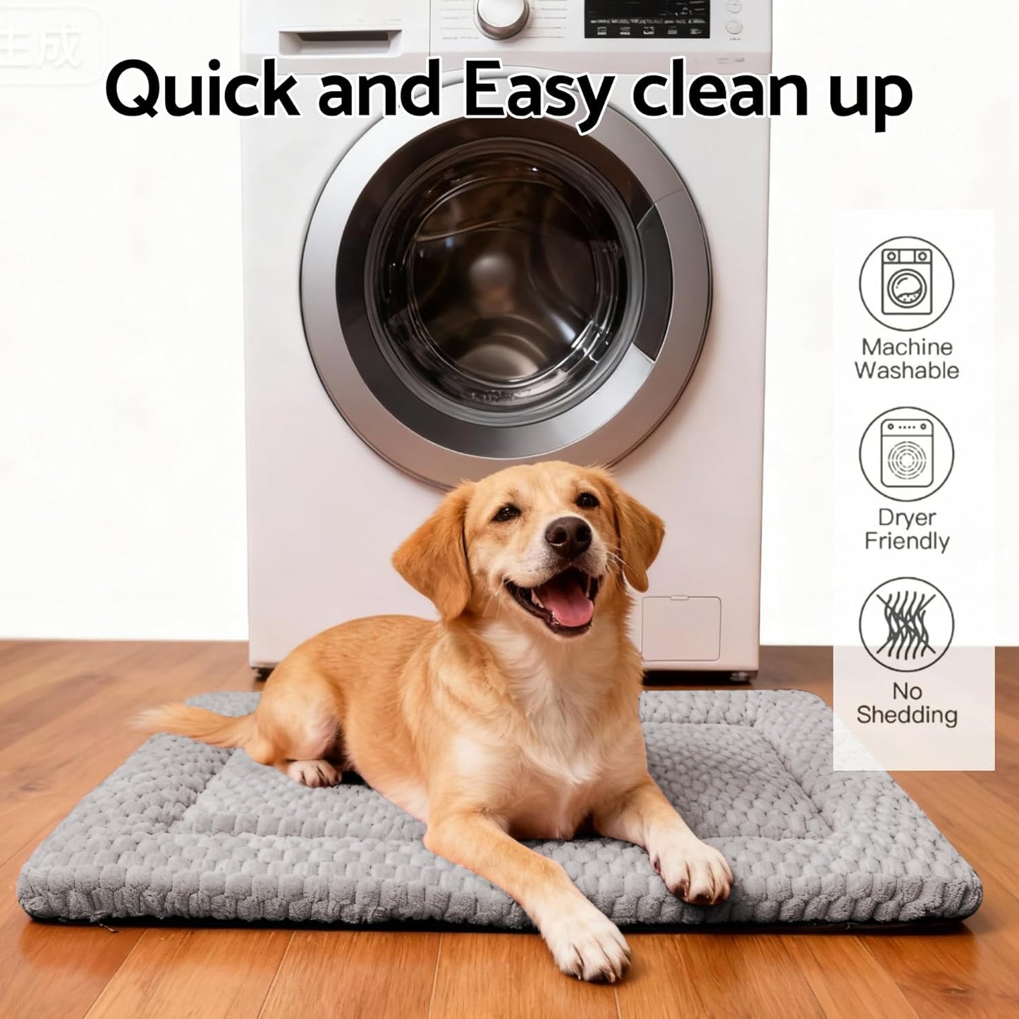 Dog Bed Mat, Reversible Crate Pad & Cute Dog Bed - Machine Washable Kennel Mat with Ultra Soft for Small Dogs (Cool/Warm), 24" x 18", Grey&Star