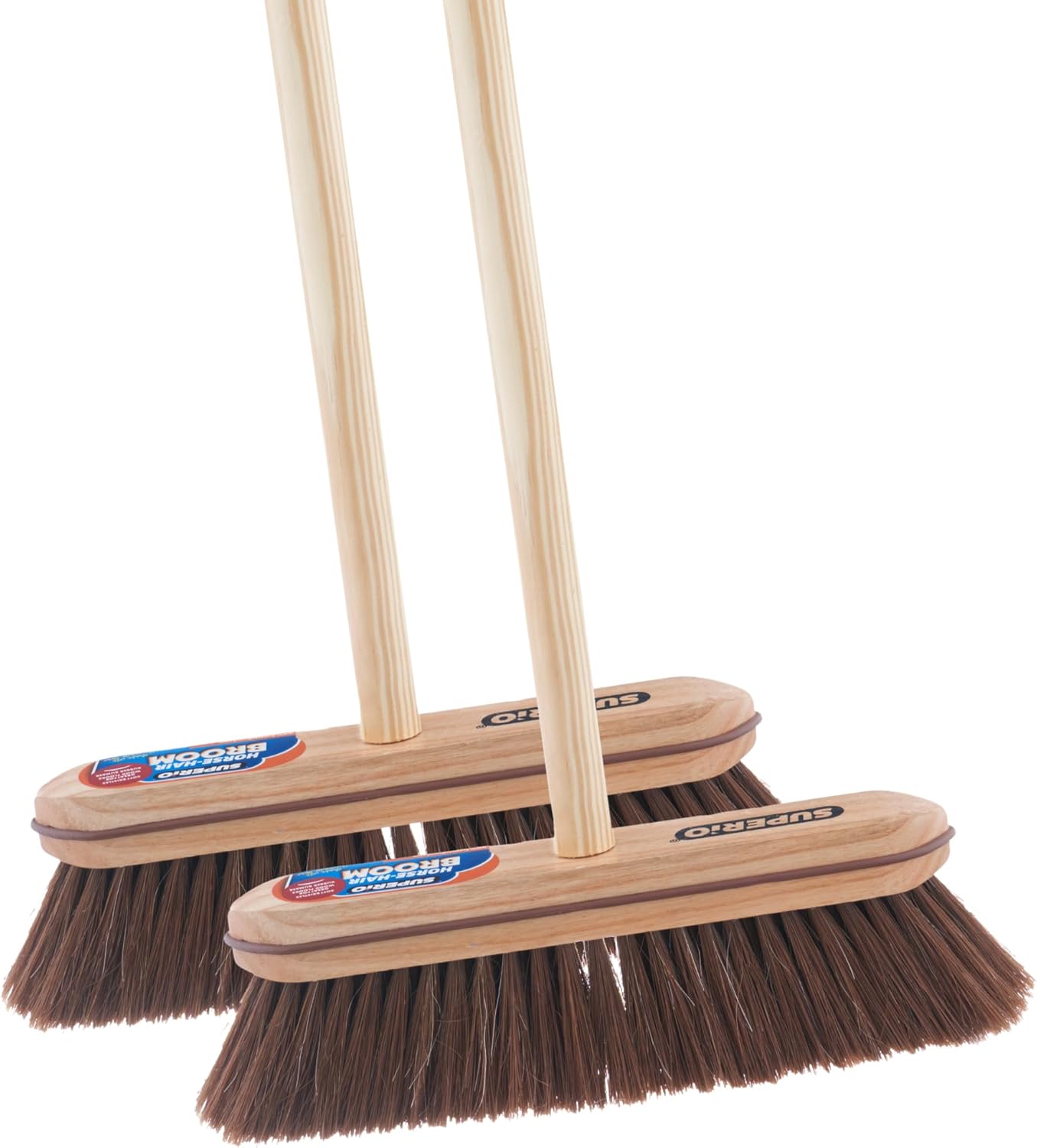 Superio Kitchen and Home Horsehair Broom With Wood Handle, Fine Premium Bristles - Heavy Duty Household Broom Easy Swiping Dust And Wisp Floors And Corners , 12" sweeping head