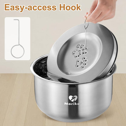 Dog Water Bowl No Spill, 4.5L/1.2 Gallon Slow Drinking Dog Water Bowl, Stainless Steel Pet Water Dispenser with Floating Disk, Spill Proof & Dishwasher Safe