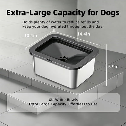 PAKEWAY 2.7 Gal No Spill Anti-Splash & Slow Drinking Dog Water Bowl, Stainless Steel Large Capacity Bowl for Large Dogs & Multi-Pet Homes