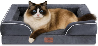 Comfort Expression Orthopedic Dog Bed for Extra Large Dogs 42x30 Inch, Waterproof Egg Crate Foam XL Pet Bed with Removable Bolsters, Dog Couch with Washable Cover & Non-Slip Bottom, Grey - Colors A