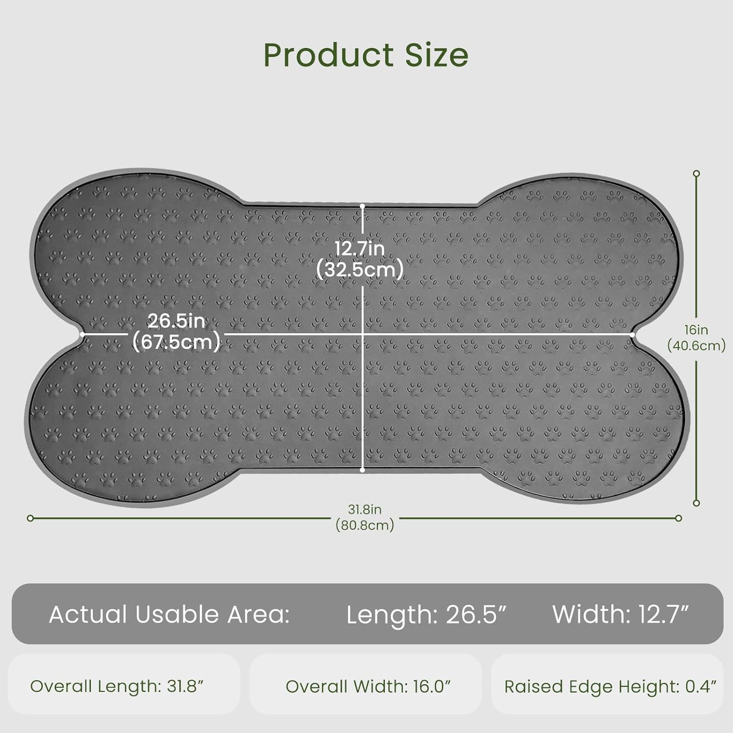 PWTAA Dog Food Mat Anti-Slip Silicone Dog Bowl Mat Thicker Pet Placemat Waterproof Cat Feeder Pad with Raised Edge Puppy Kitten Feeding Mats Suitable Small Medium-Sized Dogs Cats Eating Tray
