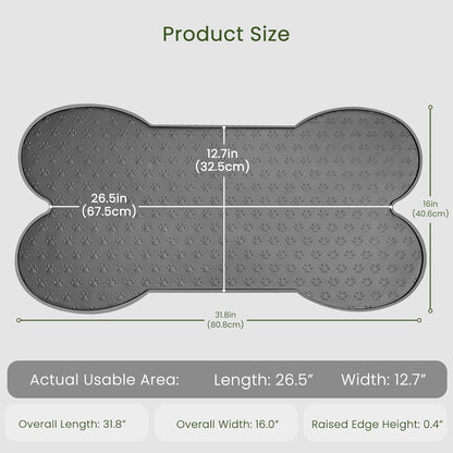 PWTAA Dog Food Mat Anti-Slip Silicone Dog Bowl Mat Thicker Pet Placemat Waterproof Cat Feeder Pad with Raised Edge Puppy Kitten Feeding Mats Suitable Small Medium-Sized Dogs Cats Eating Tray
