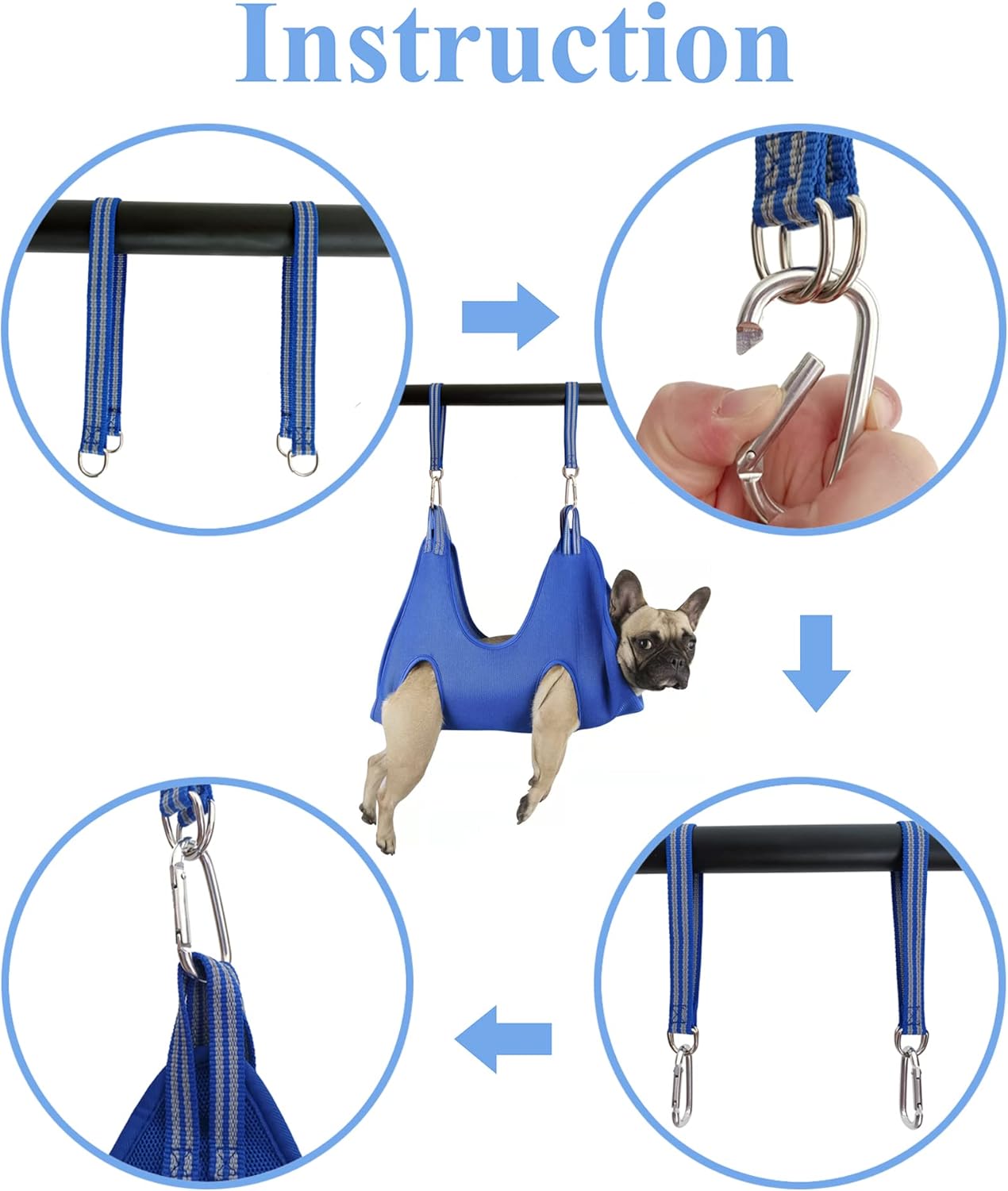 Kkiimatt 10 in 1 Pet Grooming Hammock Harness with Nail Clippers/Trimmer, Nail File, Dog Hammock/Grooming Sling for Nail Trimming/Clipping