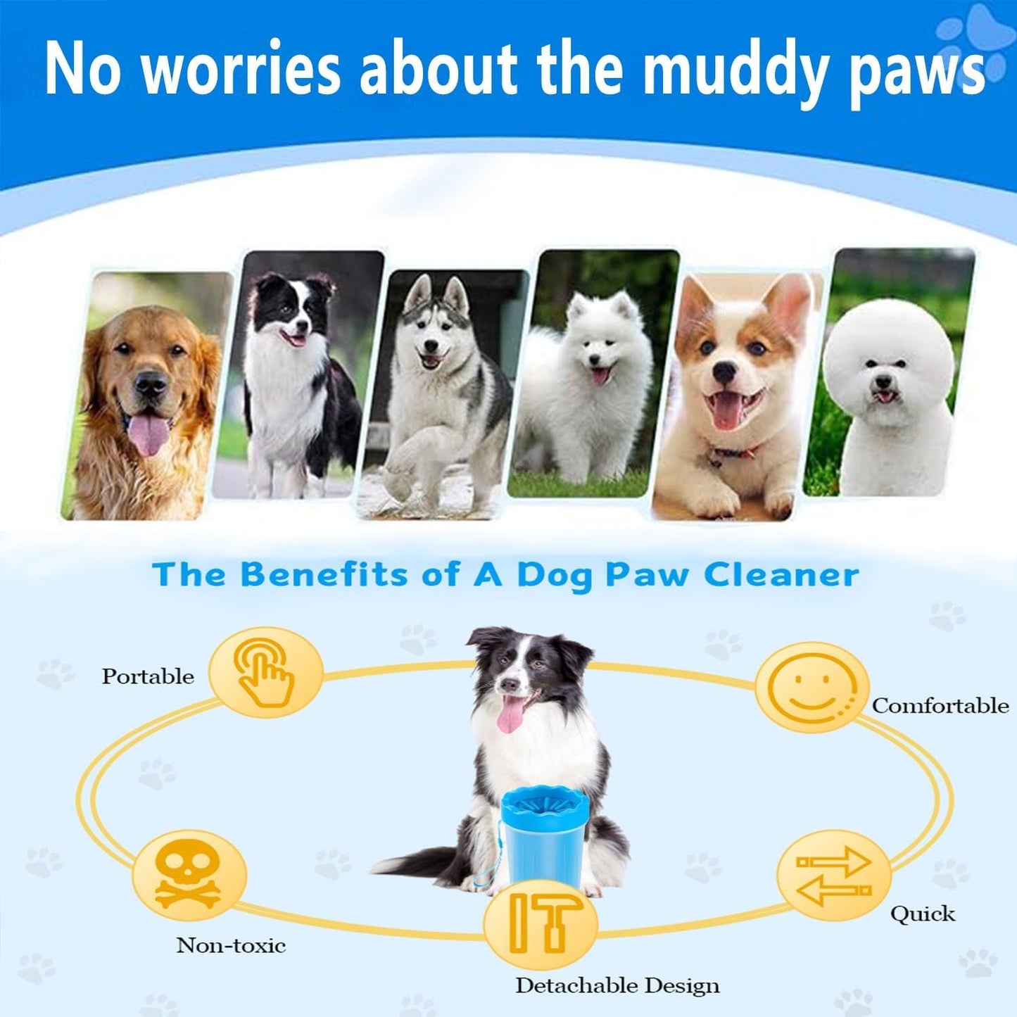 Dog Paw Cleaner,Paw Cleaner for Dog,Pets Foot wash Cup-Dog wash paw Cup-Pet Foot Cleaner for Small Medium Breed Dogs/Cats Pet Clean Paws Miracle Tool(with 1 Towel& 1Brush)