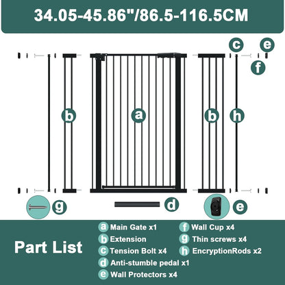 AiWMGL 40.55" Tall, 53.74-61.61 Inch Wide, 1.37" Ultra Narrow Spacing Dog Pet Baby Gate Indoor for Doorway Hallway, Pressure Mounted 54 55 56 57 58 59 60 61 Inches Wide
