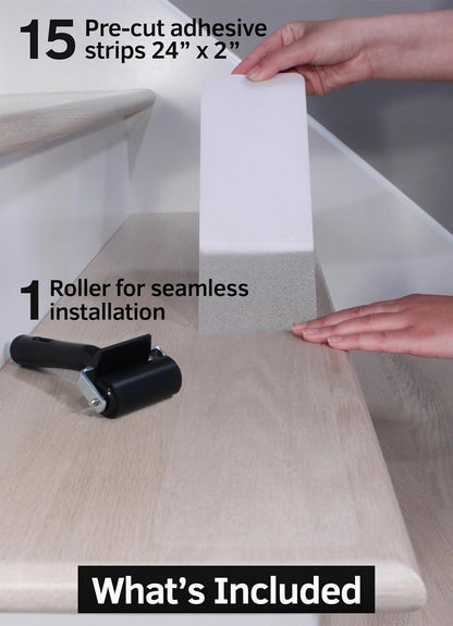 FINEHOUS 32"x4" Non-Slip Stair Treads Tape (15-Pack) - Clear Anti-Slip Indoor Strips