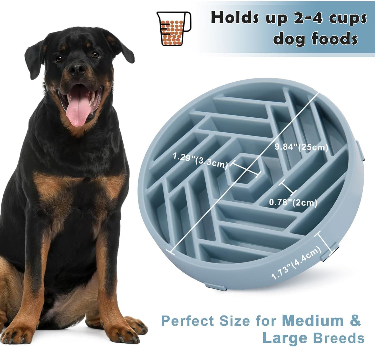 TOBYTO Slow Feeder Dog Bowls Large Medium Breed,Anti-Choking Slow Eating Dog Food Bowl,Non Slip Pet Slower Food Feeding Bowls Large Puzzle Slow Feeder Bloat Stop Maze Dog Dishes,Black