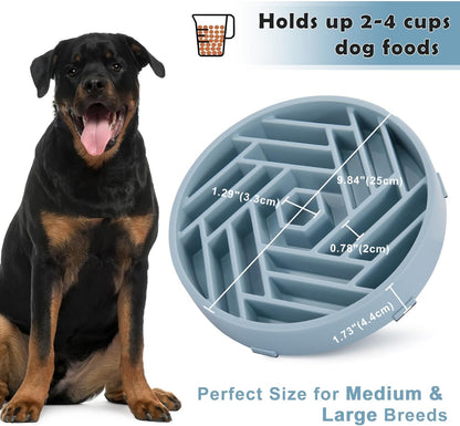 TOBYTO Slow Feeder Dog Bowls Large Medium Breed,Anti-Choking Slow Eating Dog Food Bowl,Non Slip Pet Slower Food Feeding Bowls Large Puzzle Slow Feeder Bloat Stop Maze Dog Dishes,Black