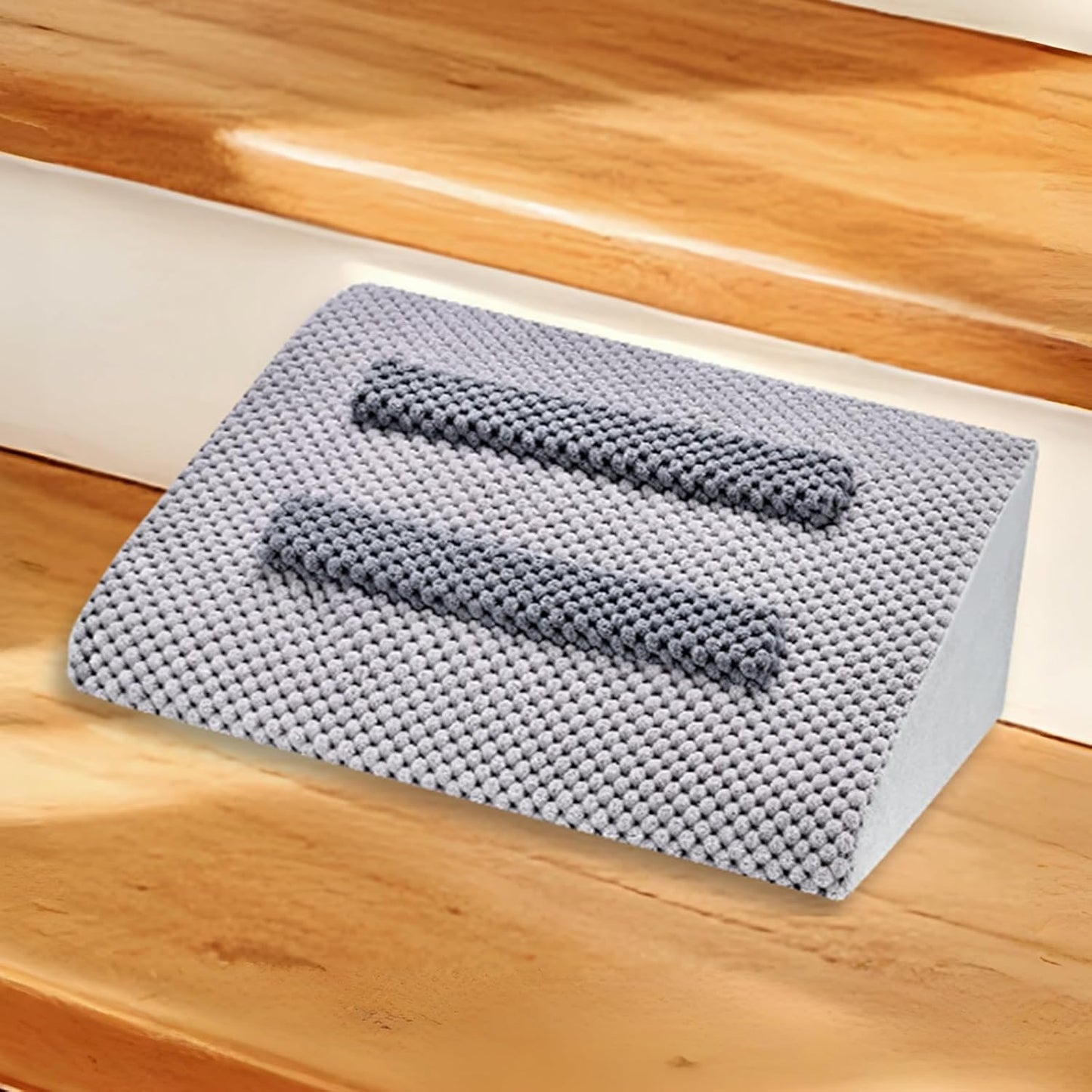 Dog Ramp for Stairs with Anti-Slip Bump for Small & Senior Dogs and Cats – Stair Wedges for Dogs with Gentle Slope, Pet Ramp with Washable Cover & Self-Sticky Pads for Safe Climbing (Gray, 6 Pack)