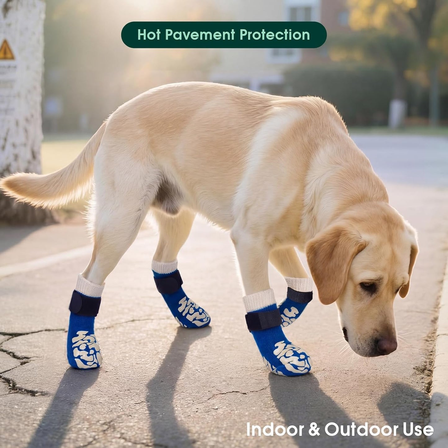 Kuoser Non-Slip Dog Socks, 2 Pairs Socks to Prevent Licking Paws, Paw Protectors for Hot Pavement, Hardwood Floors, Traction Control for Small, Medium, Large Dogs