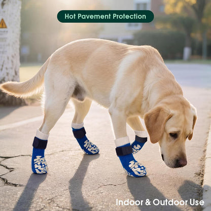 Kuoser Non-Slip Dog Socks, 2 Pairs Socks to Prevent Licking Paws, Paw Protectors for Hot Pavement, Hardwood Floors, Traction Control for Small, Medium, Large Dogs