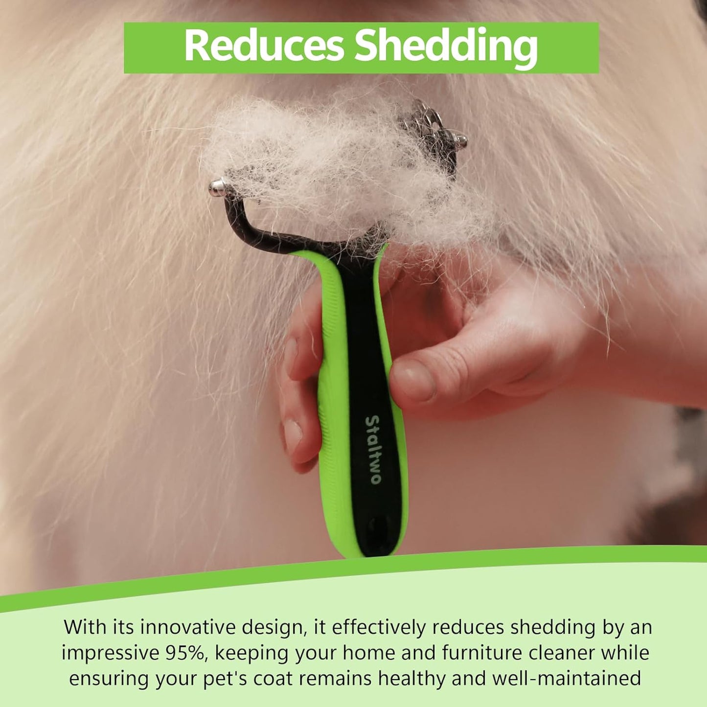 Staltwo Deshedding Dog Brush for Shedding - 2-in-1 Professional Undercoat Rake and Furminator for Dogs | Shedding Control for Long-Haired Dogs and Cats, Deshedding Tool, Knot Removal,Orange