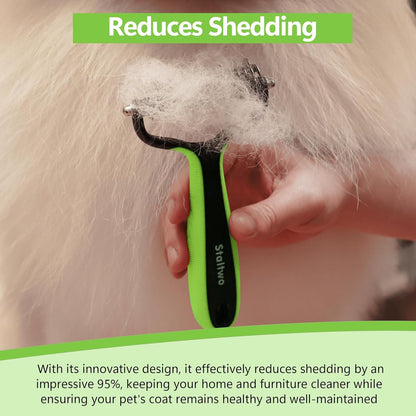Staltwo Deshedding Dog Brush for Shedding - 2-in-1 Professional Undercoat Rake and Furminator for Dogs | Shedding Control for Long-Haired Dogs and Cats, Deshedding Tool, Knot Removal,Orange