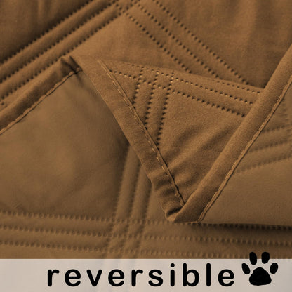 fuguitex Waterproof Dog Blanket, Pet Friendly Reversible Throw Essential for Small Dogs, Tear Resistant Leakproof Washable Couch Cushion Bed Protector Cover for Indoor Furniture（30"*70",Beige+Cream
