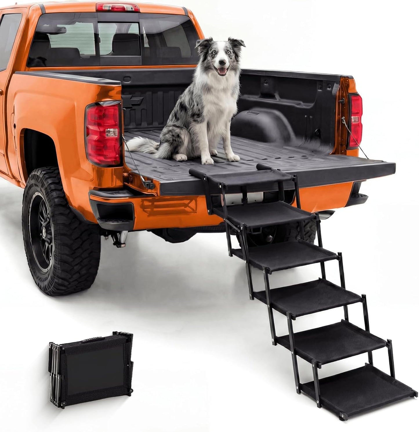 Oiilores Foldable Dog Stairs for Large Dogs - Extra Wide Pet Ramp for Cars, SUV, Non-Slip Surface, Supports Up to 250 Lbs, 5 Steps