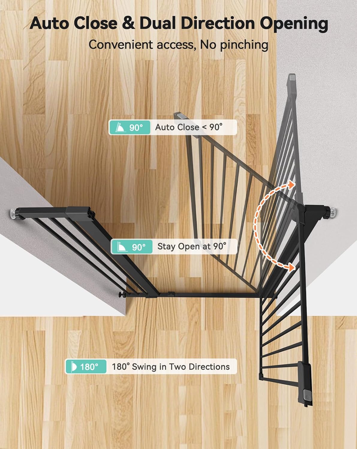 COMOMY 42" Extra Tall Baby Gate for Stairs Doorways, Fits Openings 29.5" to 40.6" Wide, Auto Close Sturdy Safety Dog Gate for House, Pressure Mounted Easy Walk Through Pet Gate with Door, White