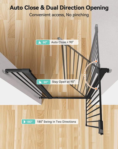 COMOMY 42" Extra Tall Baby Gate for Stairs Doorways, Fits Openings 29.5" to 40.6" Wide, Auto Close Sturdy Safety Dog Gate for House, Pressure Mounted Easy Walk Through Pet Gate with Door, White