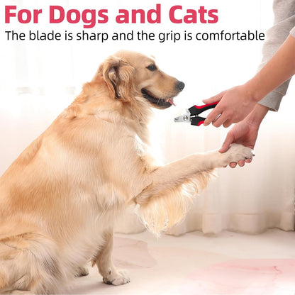 5Pcs Dogs and Cats Grooming Nail Clippers Kit Pet Claws Nail Clipper Trimmers, with Protective Guard Lock to Avoid Over Cutting, Professional Trimmers for Large and Small Cat and Dog (Pink)