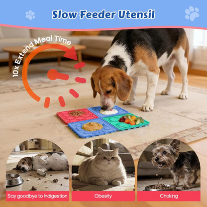 Dog Lick Mat for Training and Boredom Relief, Non-Slip Slow Feeder Puzzle with Suction Cups for All Breed Dogs and Cats, Dishwasher Safe Pet Dish for Dry and Wet Food