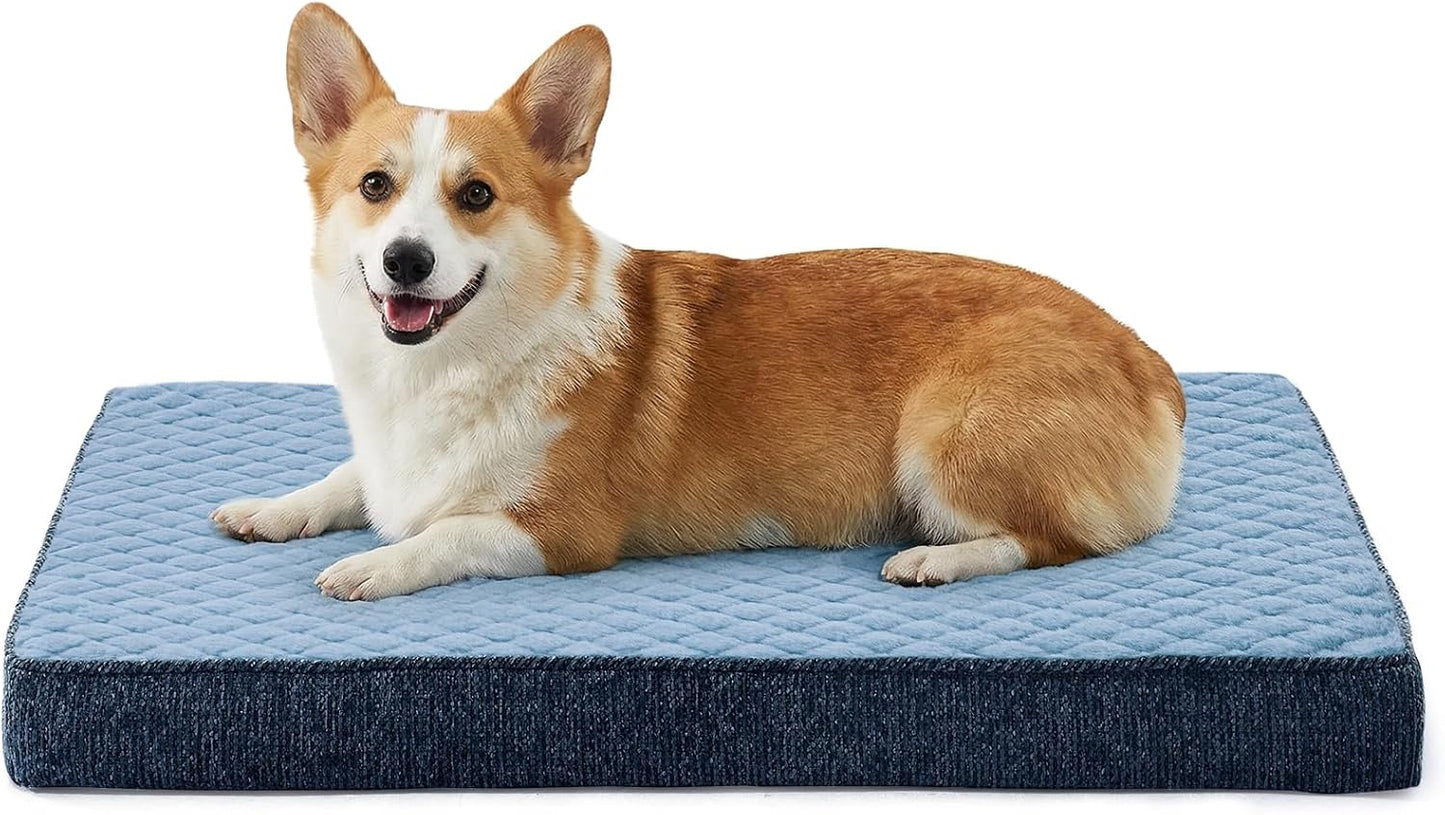 JOEJOY XL Dog Beds Large Sized Dog, Orthopedic Big Dogs Crate Bed with Washable Removable Cover, Extra Thick Egg-Crate Memory Foam Pet Beds up to 80 lbs, Grey, 41"x27"