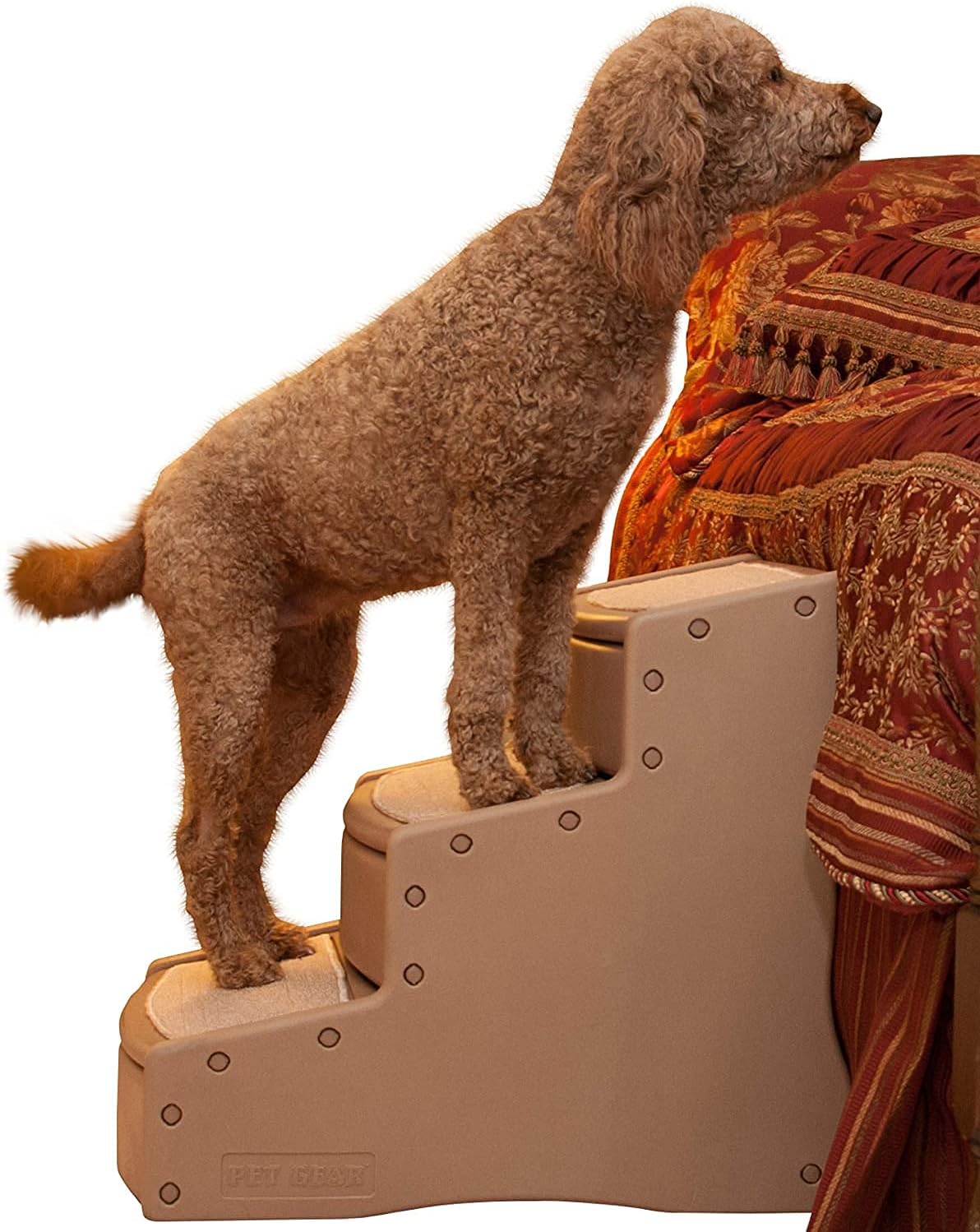 Pet Gear Easy Step III Extra Wide Pet Stairs, 3 Step for Dogs/Cats up to 200 pounds, Removable/Washable Carpet, Easy Assembly (No Tools Required), Sea Salt