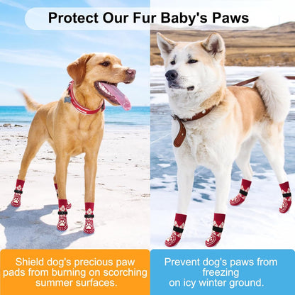 BEAUTYZOO Dog Socks to Prevent Licking Paws -Dog Shoes for Hot Pavement & Hardwood Floors Anti Slip, Traction Control Boots & Paw Protectors with Double Side Grips for Small Medium Large Senior Dogs