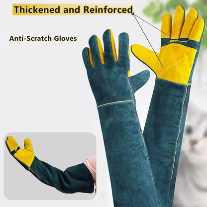 Animal Handling Gloves - 60CM Durable Bite & Scratch Resistant Gloves for Bathing, Grooming, Welding, Handling Dogs, Cats, Birds, Snakes, Parrots, Lizards, Reptiles