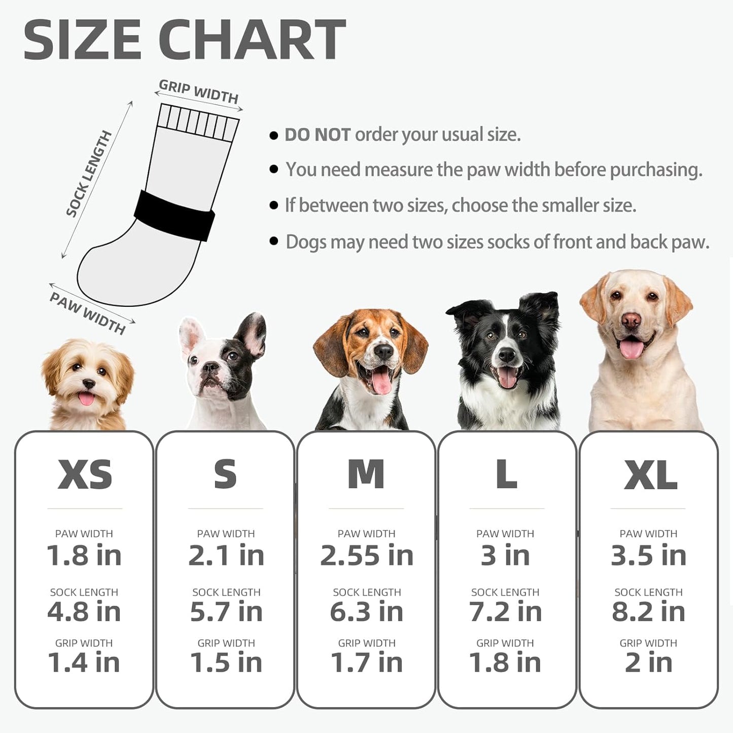PUPTECK Anti Slip Dog Socks with Double Grippers for Hardwood Floors, Shoes for Hot/Cold Pavement, Boots & Paws Protectors to Prevent Licking, Traction Booties for Senior Small Large Dogs