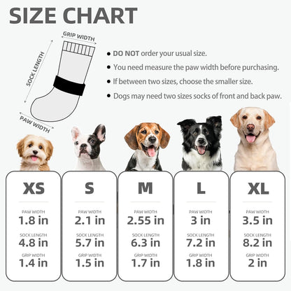 PUPTECK Anti Slip Dog Socks with Double Grippers for Hardwood Floors, Shoes for Hot/Cold Pavement, Boots & Paws Protectors to Prevent Licking, Traction Booties for Senior Small Large Dogs