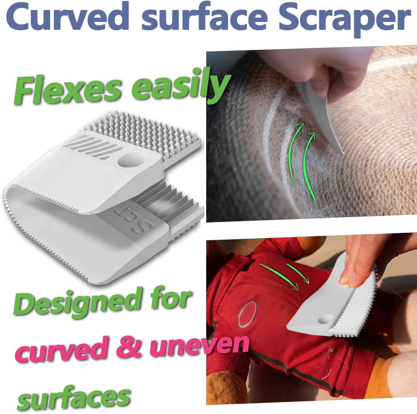 3-Pack Pet Hair Remover for Dogs Cats, Reusable Lint Remover Shaver & Portable Carpet Rake Scraper, Heavy-Duty Metal Fur Remover Lint Brush for Carpets Couch Clothes Car Mats Furniture Pet Bed
