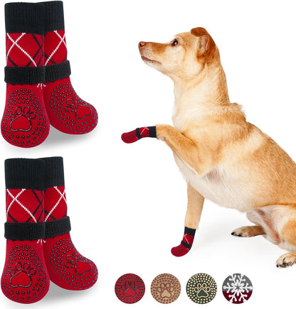 BEAUTYZOO Dog Socks to Prevent Licking Paws -Dog Shoes for Hot Pavement & Hardwood Floors Anti Slip, Traction Control Boots & Paw Protectors with Double Side Grips for Small Medium Large Senior Dogs