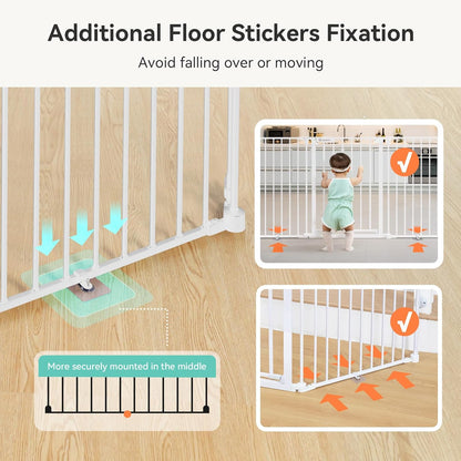 COMOMY 80" Extra Wide Baby Gate, Dog Gate for House Stairs Doorways Fireplace, Auto Close Pet Gate with Door Walk Through, 3 Metal Panels, Hardware Mounted Baby Fence Indoor Outdoor(30" Tall, Black)