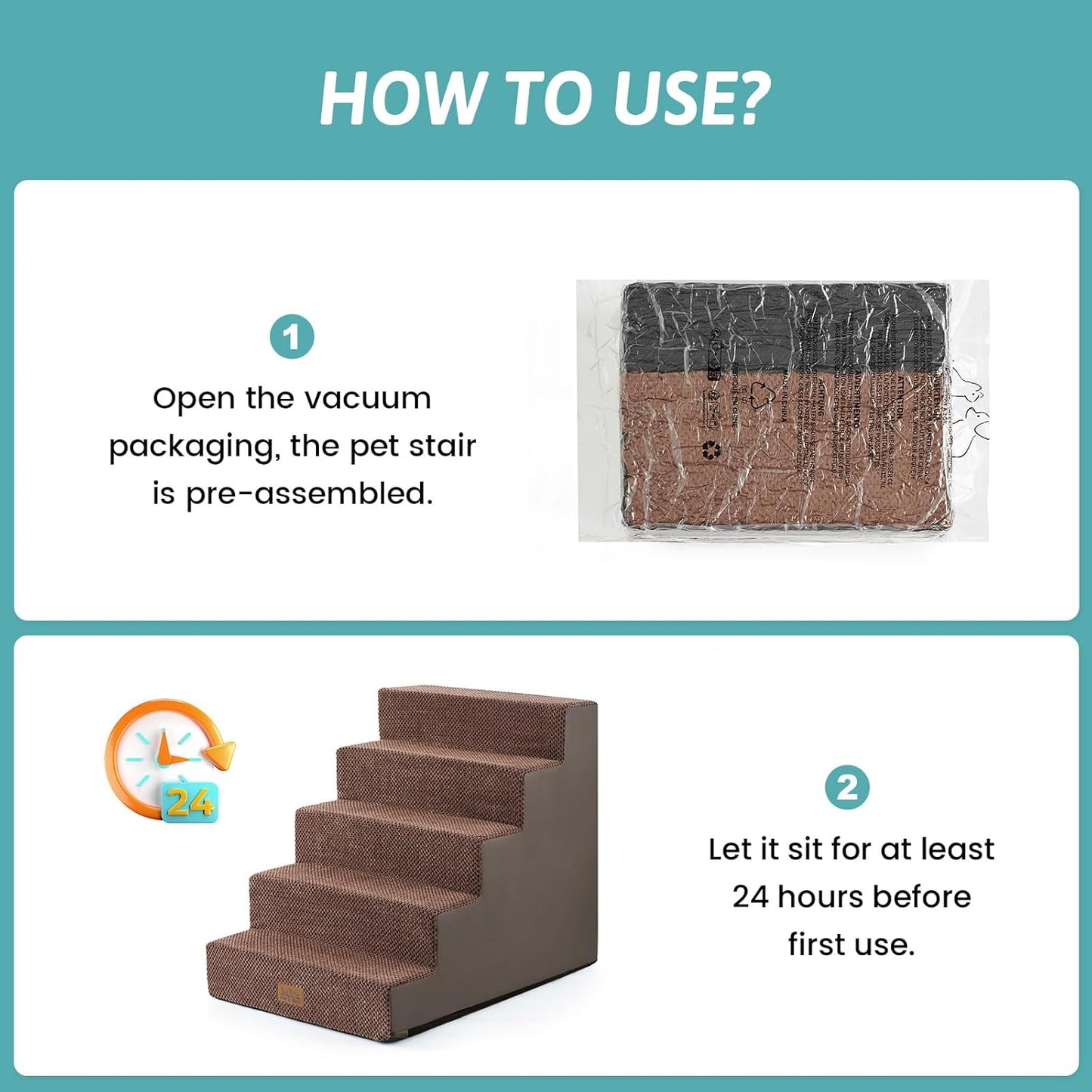 COZY KISS Dog Stairs for Small Dogs, 4 Tier Wider Pet Stairs for Couch and Beds, 17.7" H Non-Slip Dog Steps for Old Cats, Puppy, Small Medium Dogs, 17.7x23.6x17.7 inch, Beige