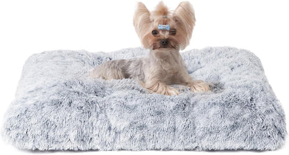 EHEYCIGA Fluffy Dog Crate Bed for Medium Dogs, Plush Faux Fur Crate Pad, Calming Anti Anxiety Medium Dog Bed, Washable Soft Warm Crate Mat with Non-Slip Bottom