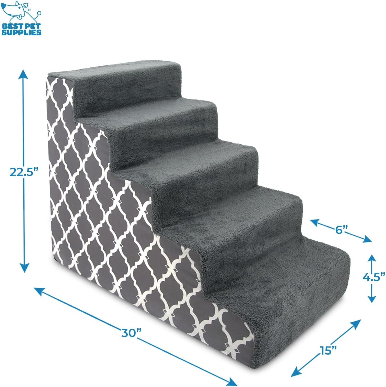 Best Pet Supplies Dog Stairs & Steps - Foam Steps for Small Dogs & Cats, Non-Slip Indoor Balanced Pet Step Support, Dog Ramp, No Assembly, Pale Teal, 3-Step (13.5-inch Height)