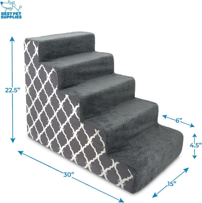 Best Pet Supplies Dog Stairs & Steps - Foam Steps for Small Dogs & Cats, Non-Slip Indoor Balanced Pet Step Support, Dog Ramp, No Assembly, Pale Teal, 3-Step (13.5-inch Height)