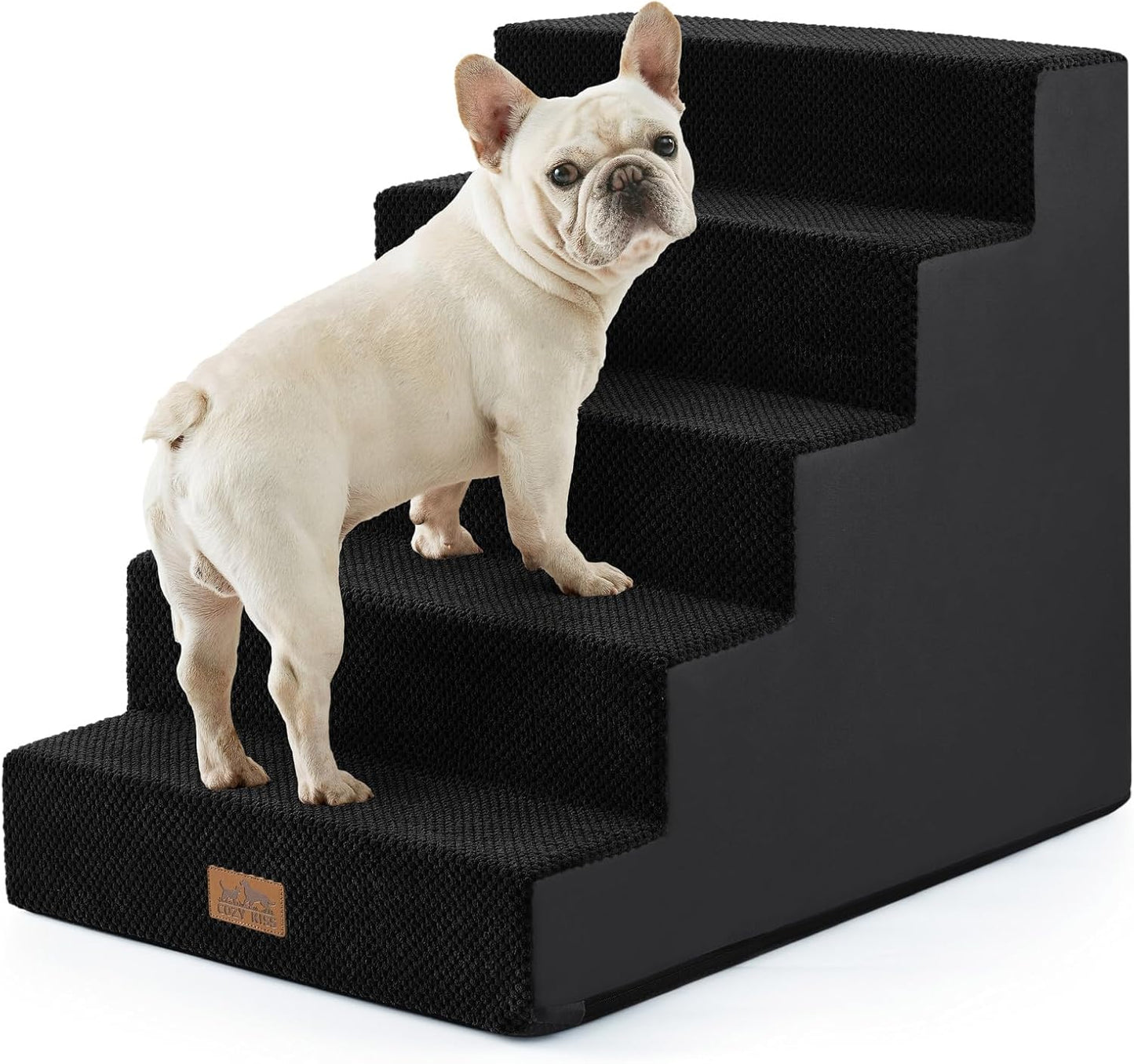 COZY KISS Dog Stairs for Small Dogs, 4 Tier Wider Pet Stairs for Couch and Beds, 17.7" H Non-Slip Dog Steps for Old Cats, Puppy, Small Medium Dogs, 17.7x23.6x17.7 inch, Beige