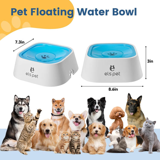 Dog Water Bowl no Spill, 35oz Slow Water Bowl for Dogs, BPA-Free, Anti-Splash & No-Slip Design, 1L Vehicle Carried Travel Spill Proof Pet Bowls, for Small Medium Cats and Pets. (White, 1L)