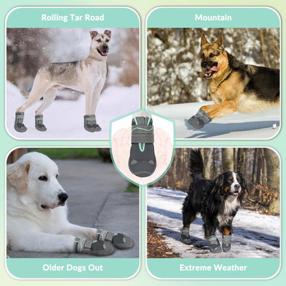 SlowTon Dog Shoes for Large Small Medium Dogs - Breathable Dog Boots for Summer Hot Pavement, Paw Protector for Outdoor Walking Winter Snow, Anti-Slip Rubber Dog Booties for Hardwood Floor (Green, 6)