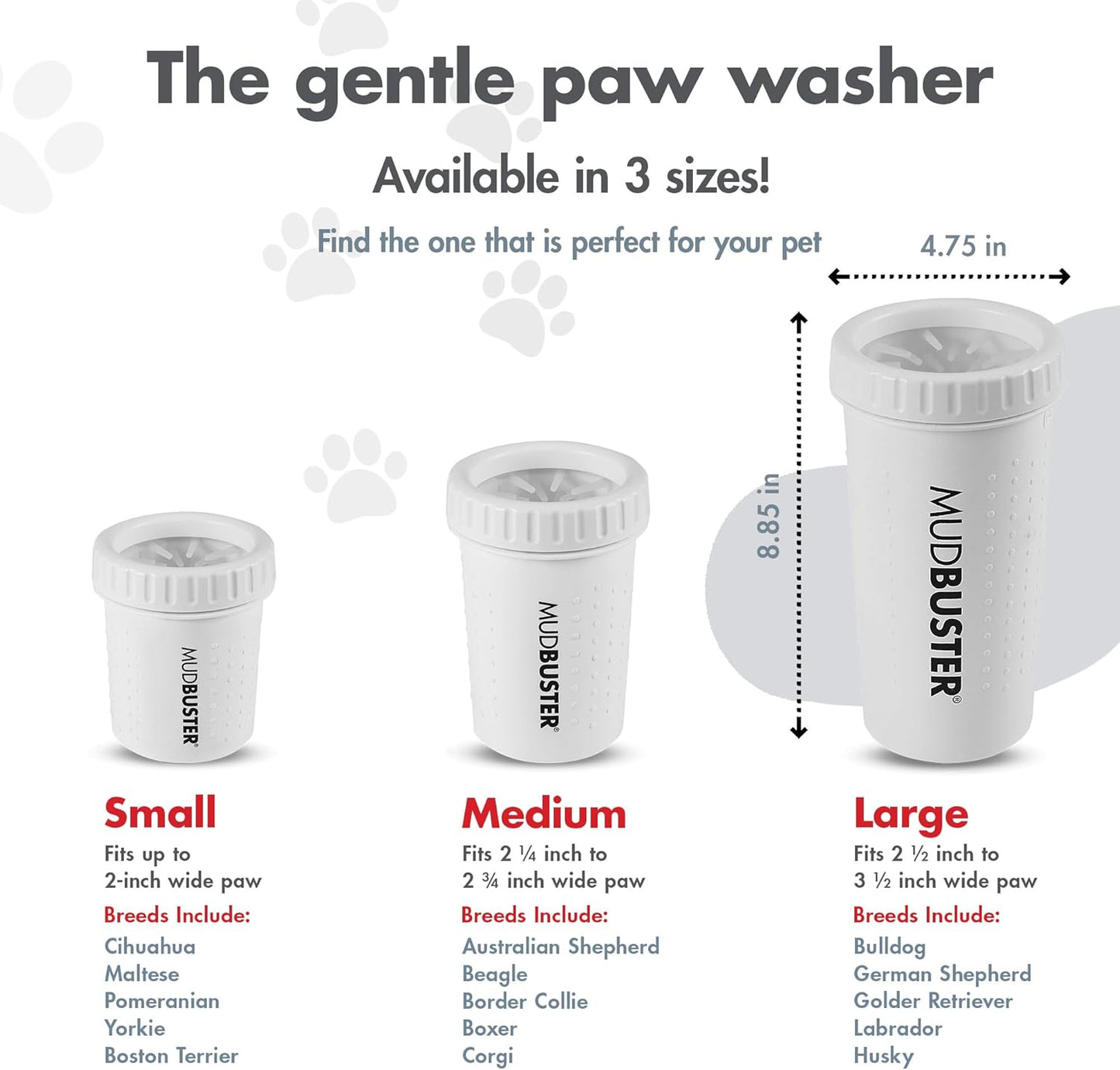 Dexas MudBuster Medium Dog Paw Cleaner in Fuchsia - Fits 1.5"-2.5" Wide Paws, Portable Paw Washer for Muddy Paws, Dog Paw Cleaning Cup with Gentle Silicone Bristles, Quick Clean Pet Paw Washer