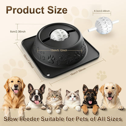 Slow Feeder Dog Bowl for Liquid Treats, Anti-Slip Lick Bowl, Bone Broth and Yogurt Puzzle Feeder, No Spill Pet Bowl Pup Lick Toy for Large Medium Small Dogs and Cats, Anxiety Relief, Blue