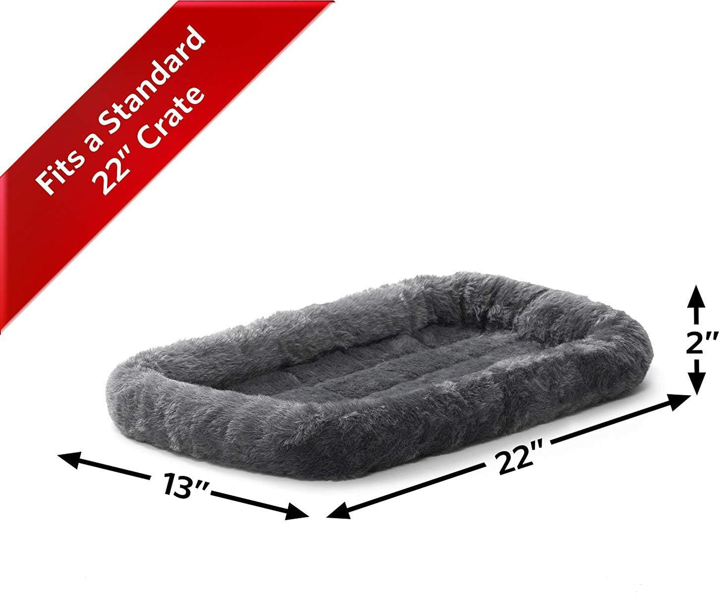 MidWest Homes for Pets QuietTime Dog Bed - White Fleece Bolster, Ultra-Soft and Machine Washable, Fits 24-Inch Crates and Carriers, for Small Breed Dogs