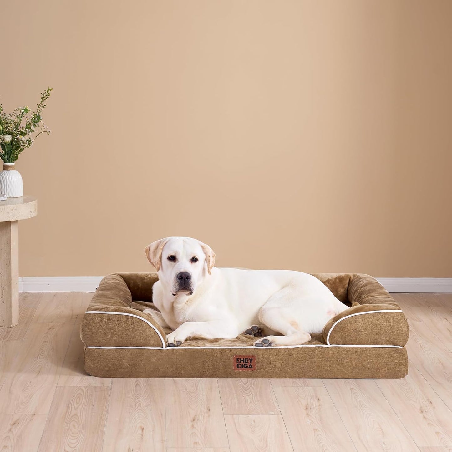 EHEYCIGA Orthopedic Dog Beds for Extra Large Dogs 44x32Inch, Waterproof Memory Foam XL Pet Bed with Sides, Non-Slip and Egg-Crate Foam Big Dog Couch Bed with Washable Removable Cover, Grey