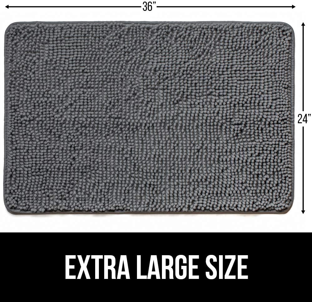 GORILLA GRIP SoakSTOPPER Dog Door Mat, 30x20 Machine Washable Rug Absorbent Doormat Captures Moisture Mud Dirt, Quick Dry Soft Chenille Entryway Rugs Indoor Entrance Mats for Dog Paws, Paw Grey