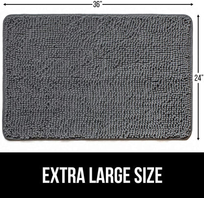 GORILLA GRIP SoakSTOPPER Dog Door Mat, 30x20 Machine Washable Rug Absorbent Doormat Captures Moisture Mud Dirt, Quick Dry Soft Chenille Entryway Rugs Indoor Entrance Mats for Dog Paws, Paw Grey