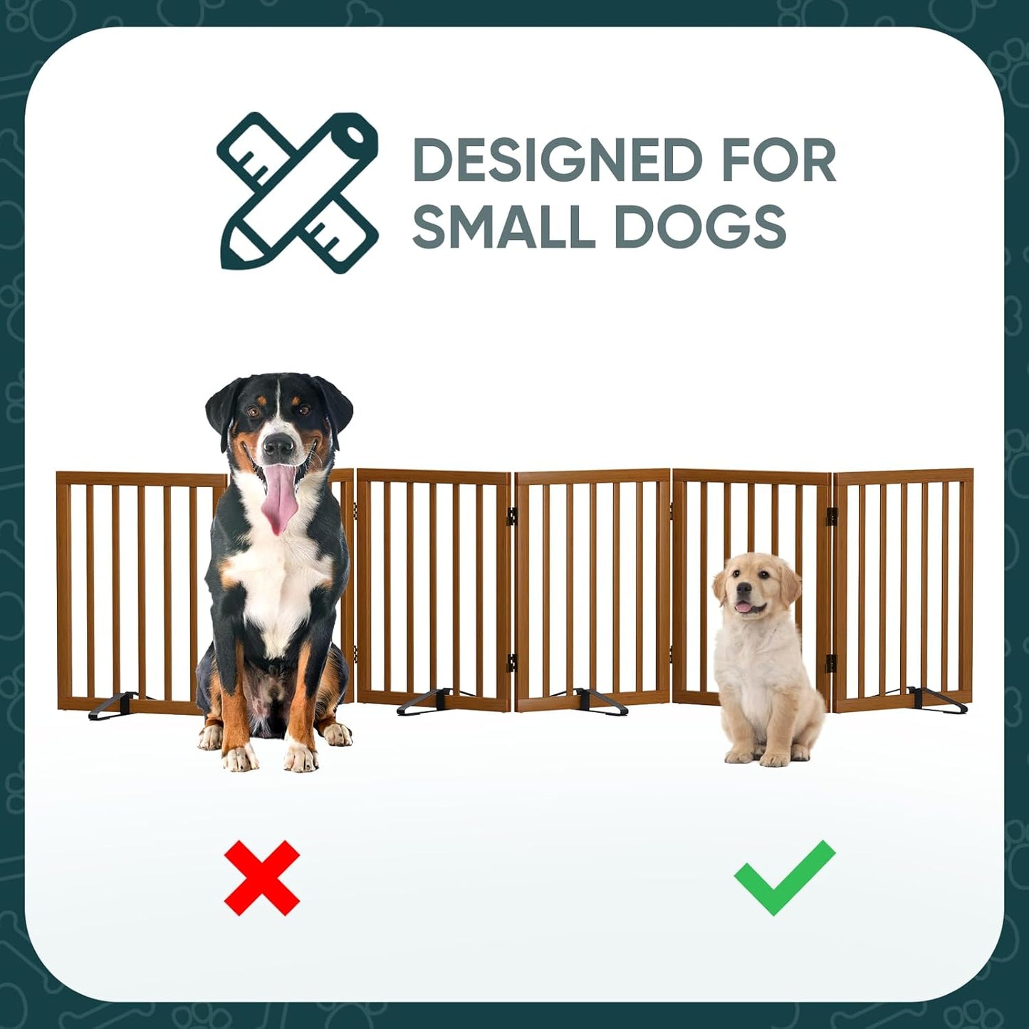 Freestanding Dog Gates Indoor, 3-Panel Pet Gates with 2 Metal Stands and 360° Hinge, 24" H Foldable Dog Gate for Stairs, Doorway, Kitchen, Expands Up to 55" Fully Assembled - Black Walnut