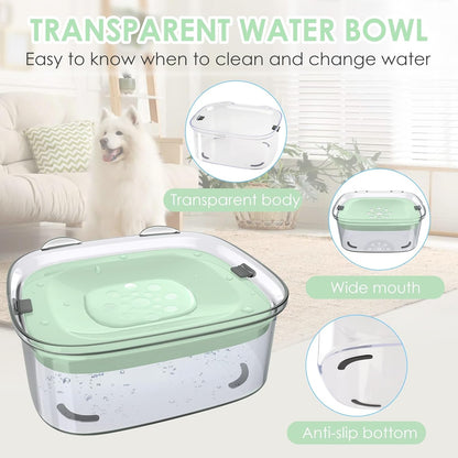 AONKEY 3L Dog Water Bowl No Spill, 101oz Large Spill Proof Dog Bowl Reduce Refill, Anti Splash No Mess Dispenser Dripless Slow Drinking Water Bowl for Sloppy Messy Drinkers (Gray)