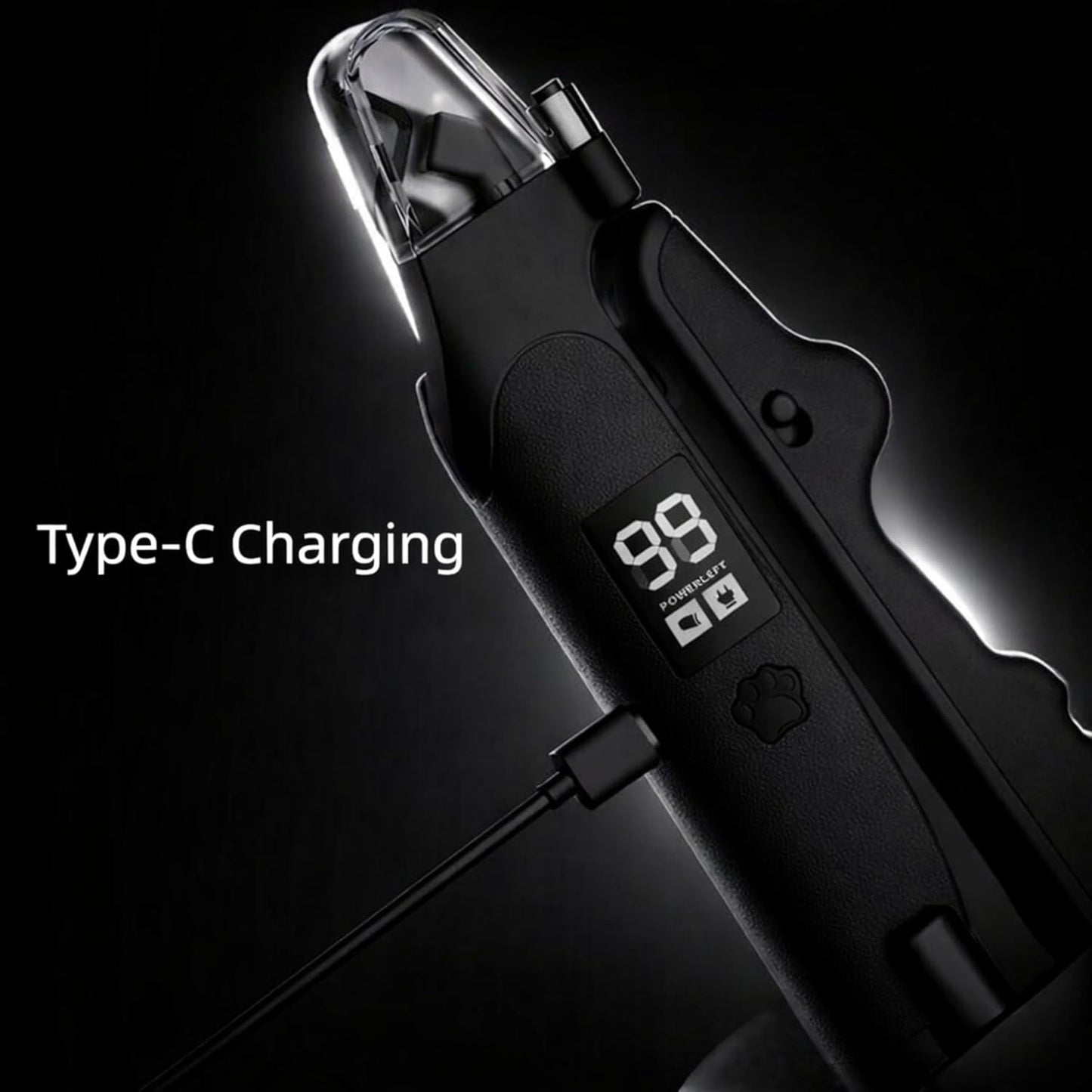 2-in-1 Dog Cat Nail Clippers with Light Bloodline Indicator & Electric Grinder – Type-C Rechargeable Dog Cat Nail Trimmer – Low Noise Grooming Tool with Battery Display (Dark Beige)